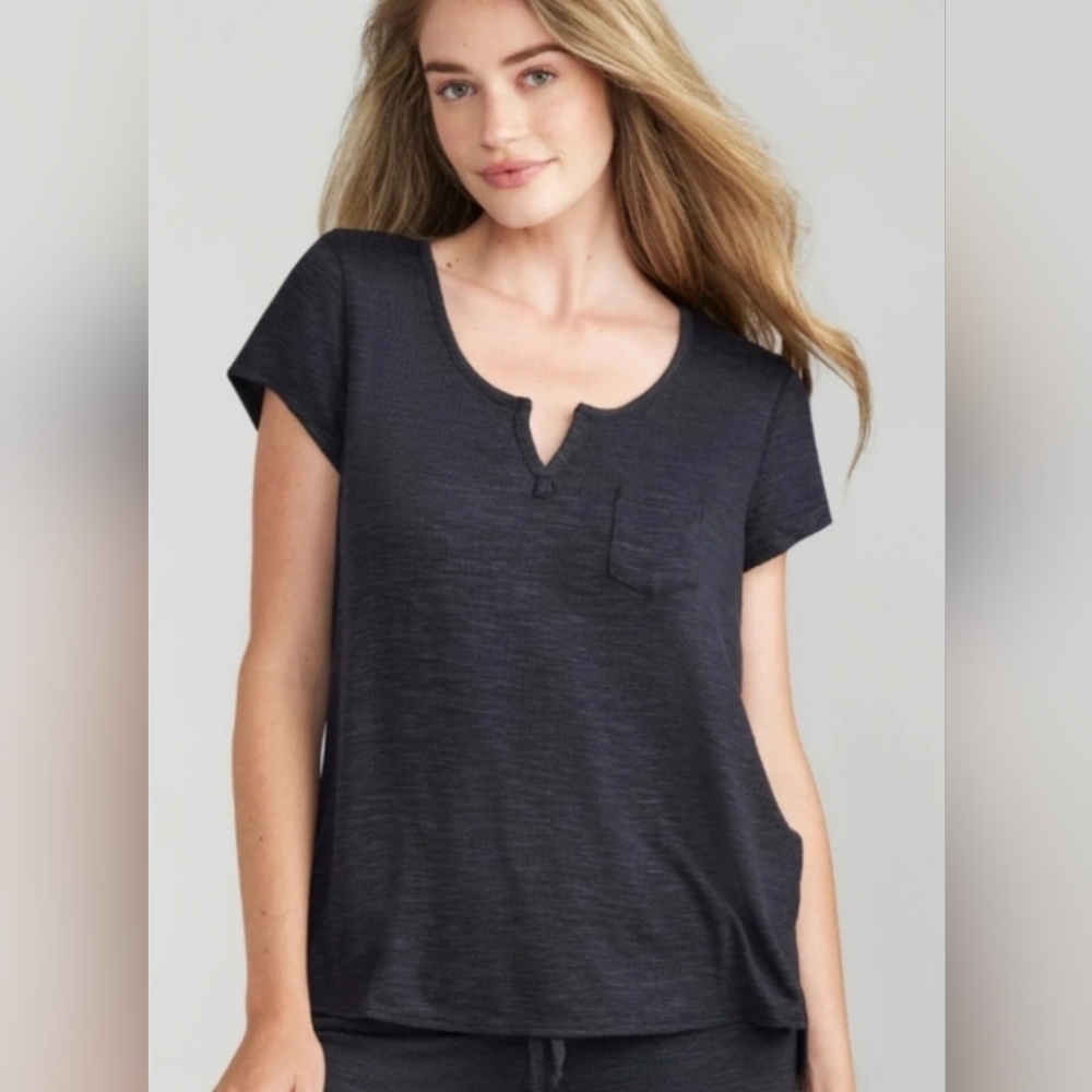 yummie Brand Black Cap Sleeve Lounge Tee sz S